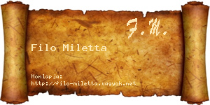 Filo Miletta névjegykártya